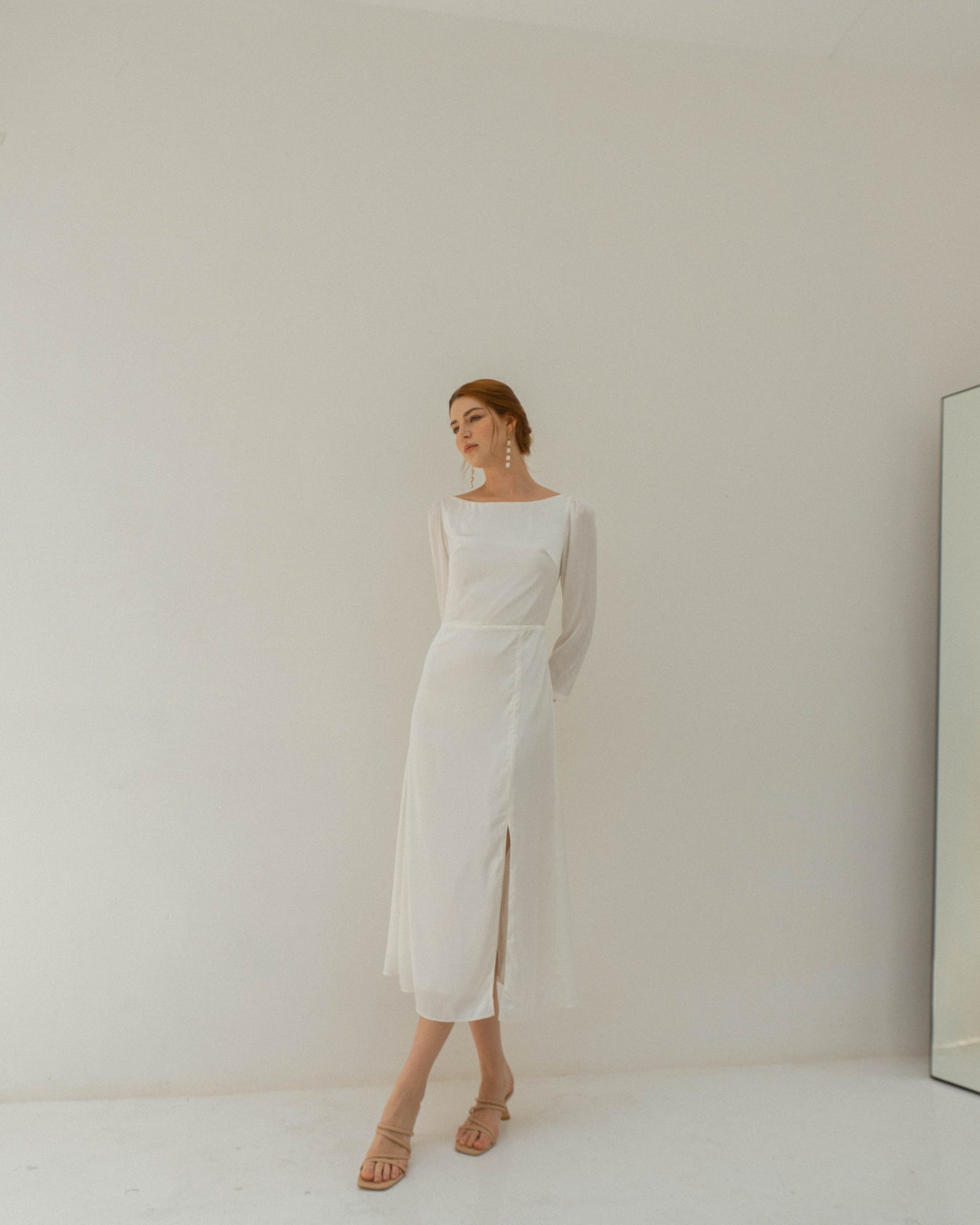 Coco Long Sleeves Tea Length Dress