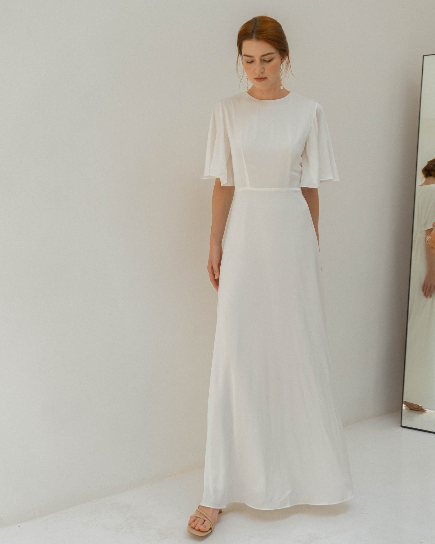 Adele Flutter Sleeves Floor Length Dress