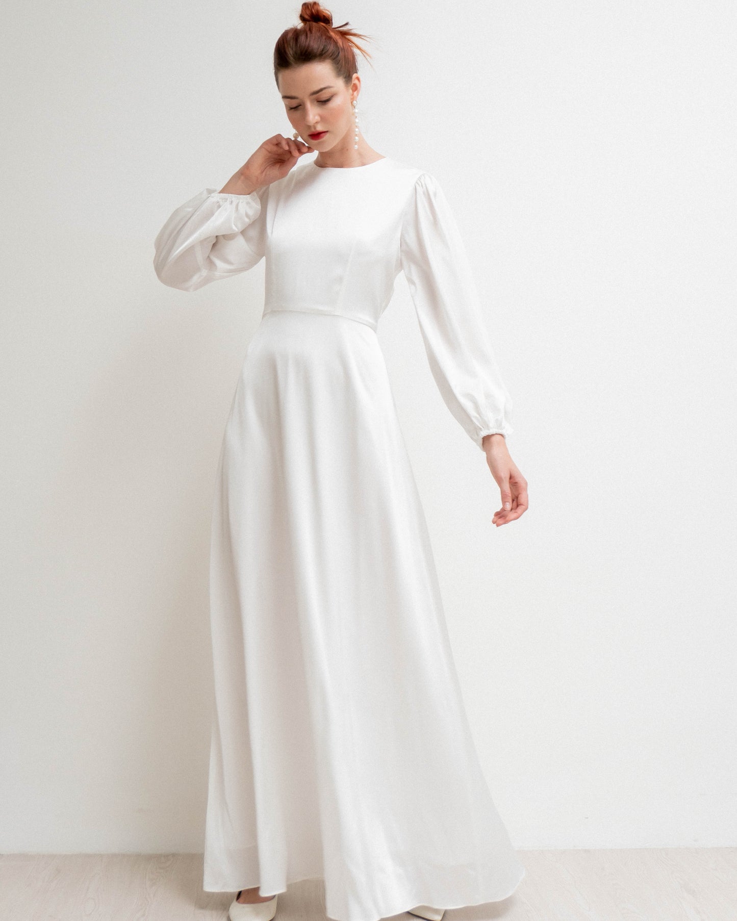 Lucia Long Puff Sleeves Floor Length Dress