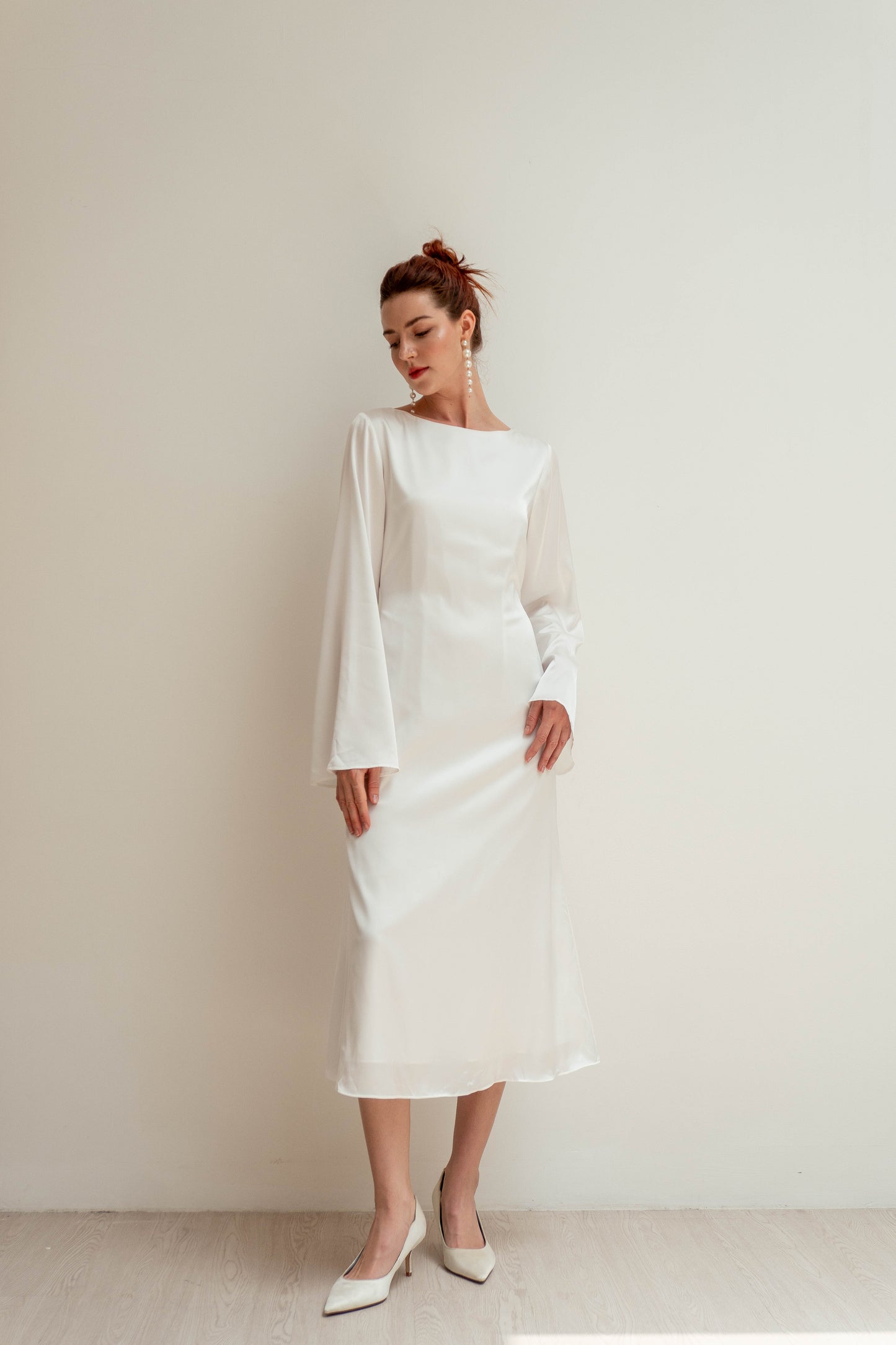 Carmen Long Sleeves Tea Length Dress