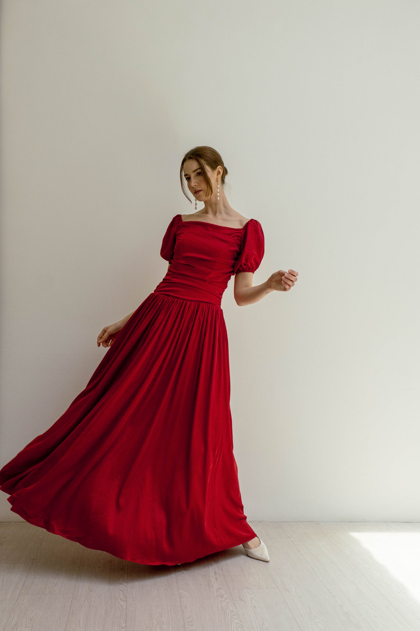 Maeve Puff Sleeves Floor Length Dress