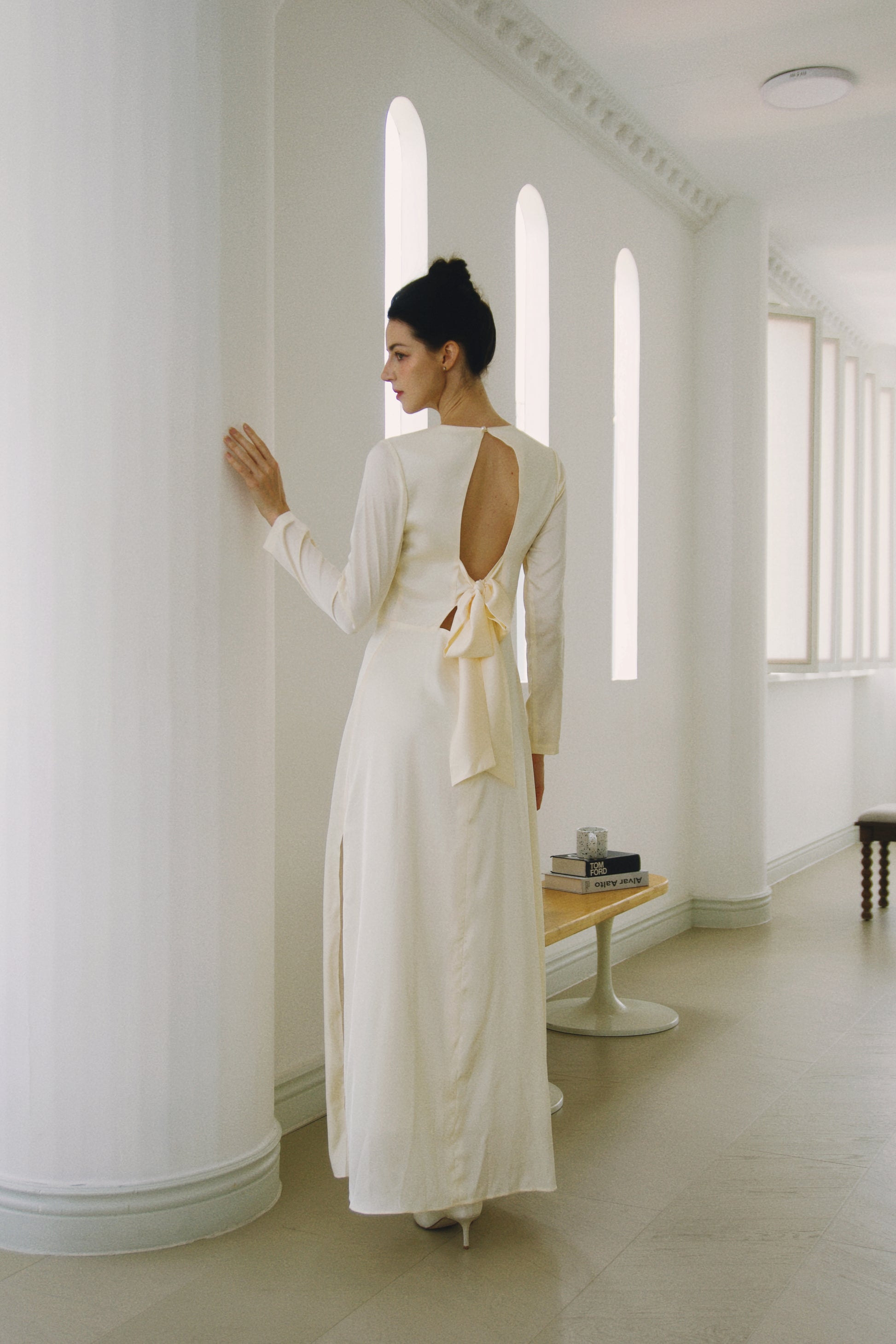 bhldn dani long-sleeve open-back fit & flare maxi dress BHLDN Dani Long-Sleeve Open-Back Fit & Flare Maxi Dress