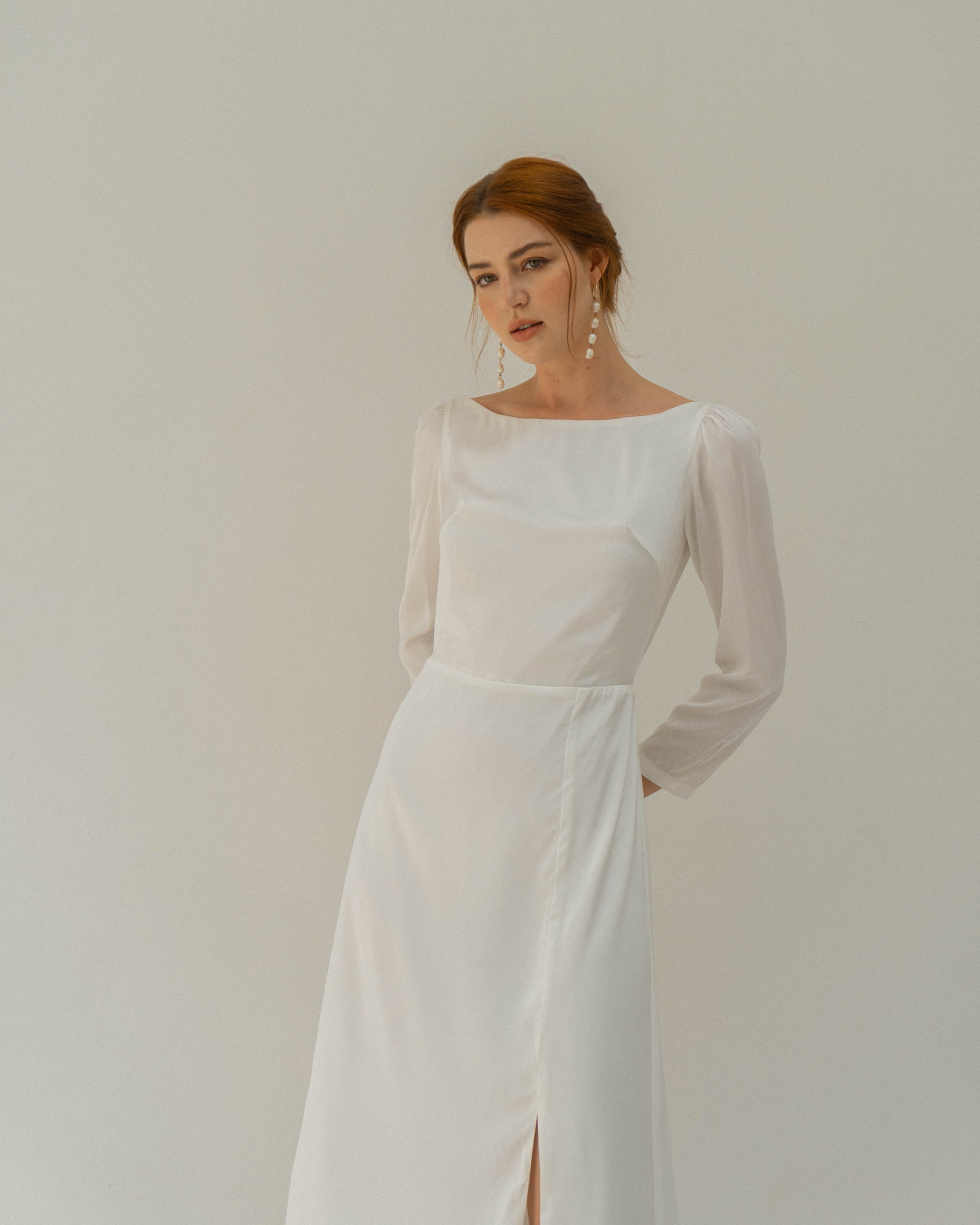 Coco Long Sleeves Tea Length Dress Noire Coco Long Sleeves Tea Length Dress Noire