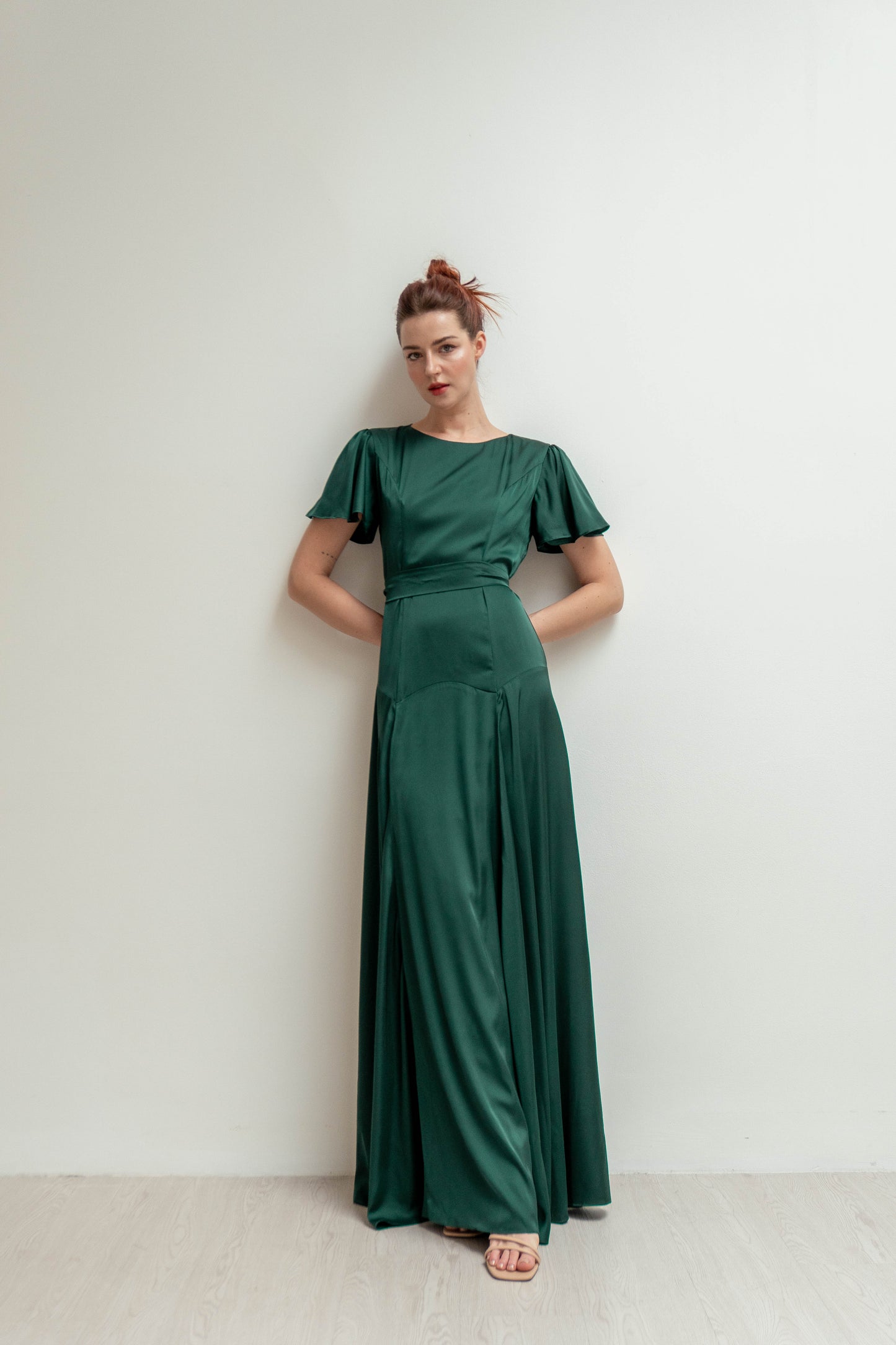 Yvette Flutter Sleeves Floor Length Dress