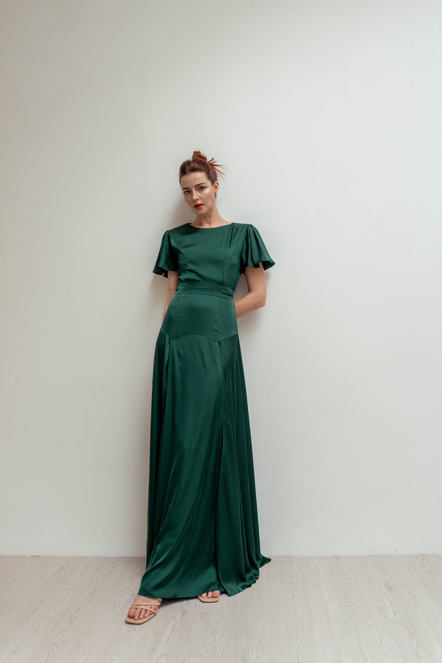 Yvette Flutter Sleeves Floor Length Dress