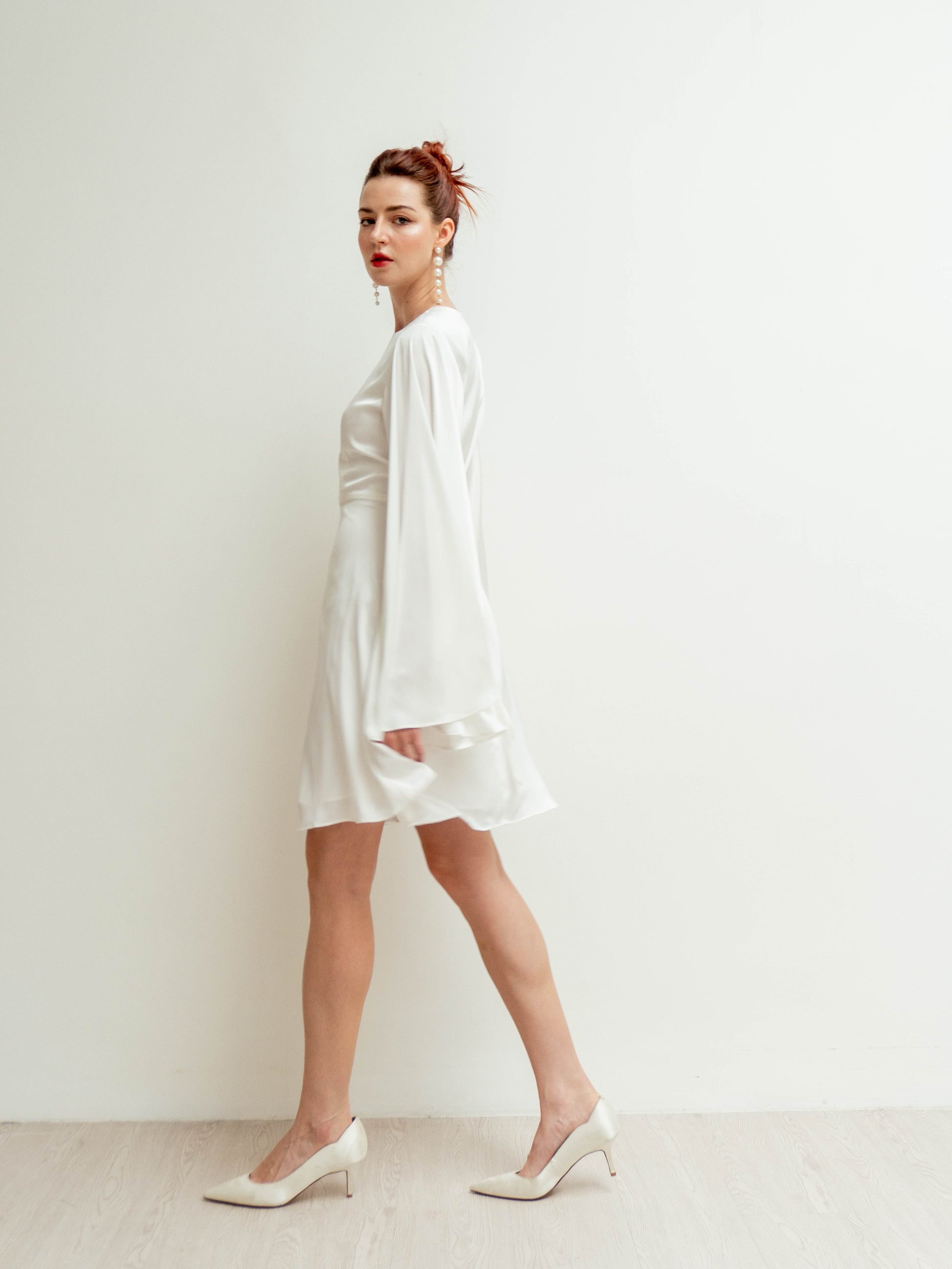 Agata Angle Sleeves Mini Dress – Noire
