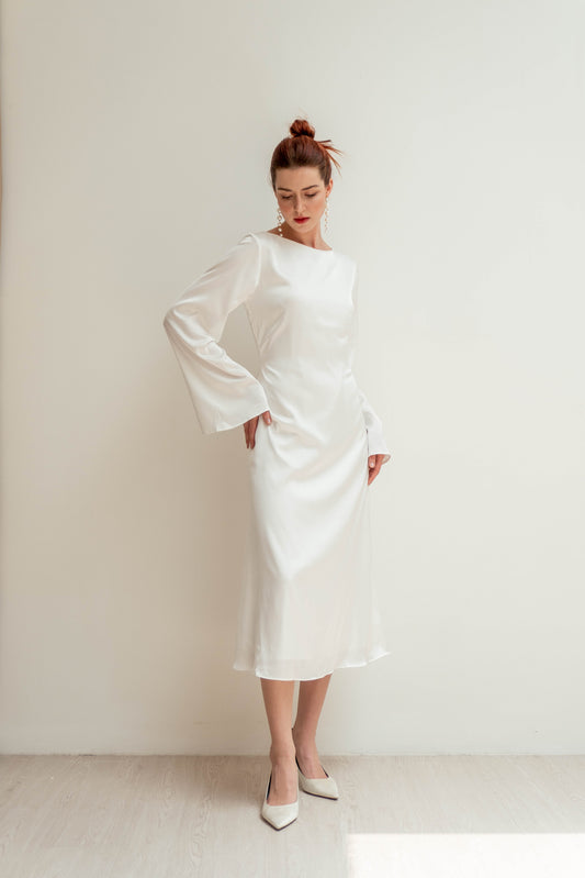 Carmen Long Sleeves Tea Length Dress