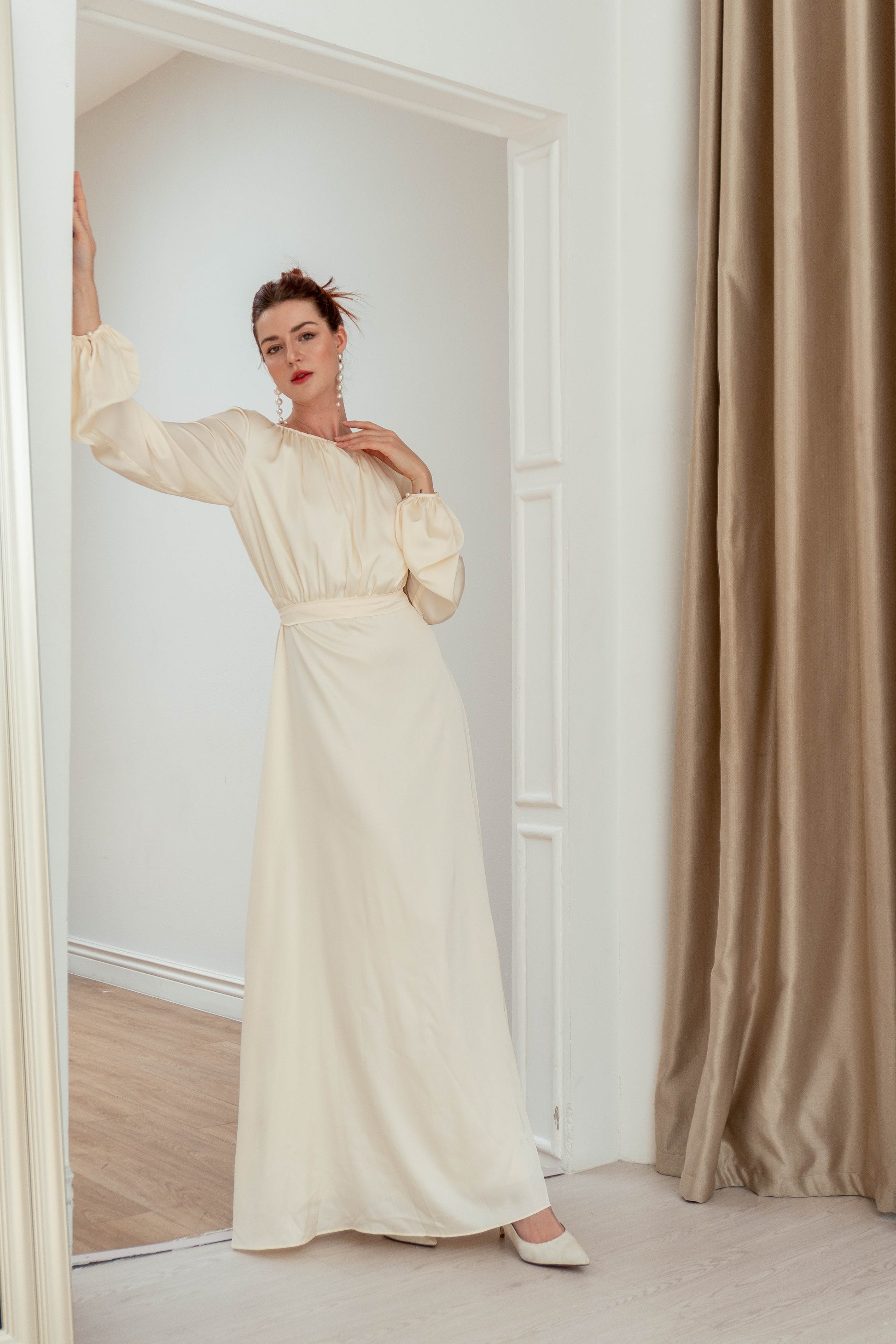 Brinley Long Sleeves Floor Length Dress Brinley Long Sleeves Floor Length Dress