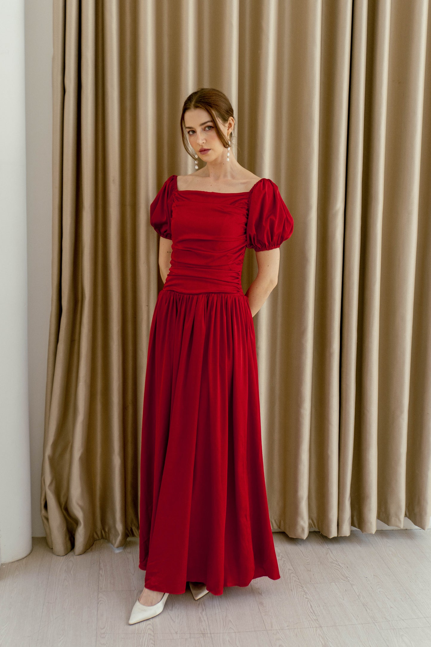 Maeve Puff Sleeves Floor Length Dress