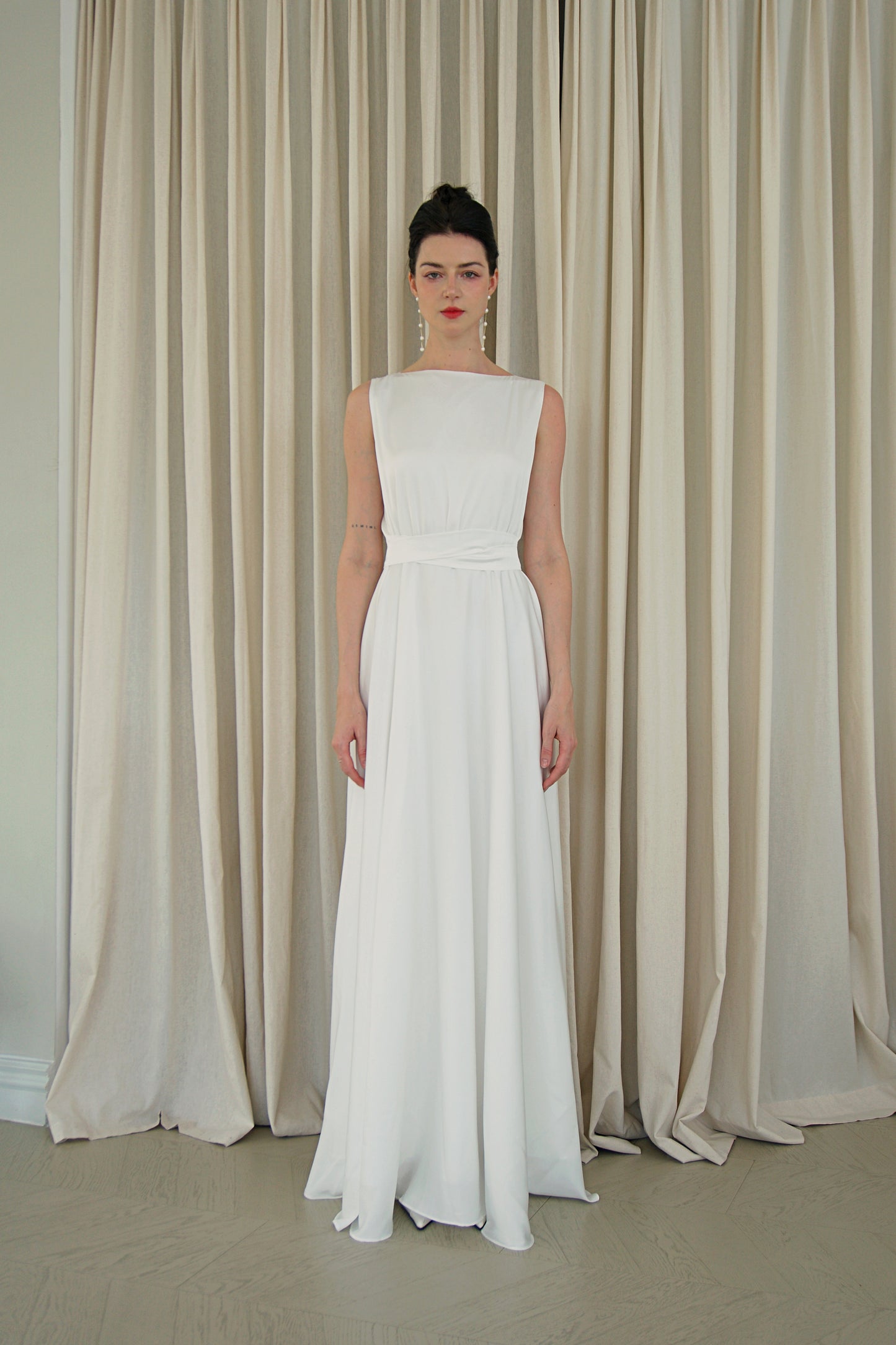 Helena Boat-neck Floor Length Dress