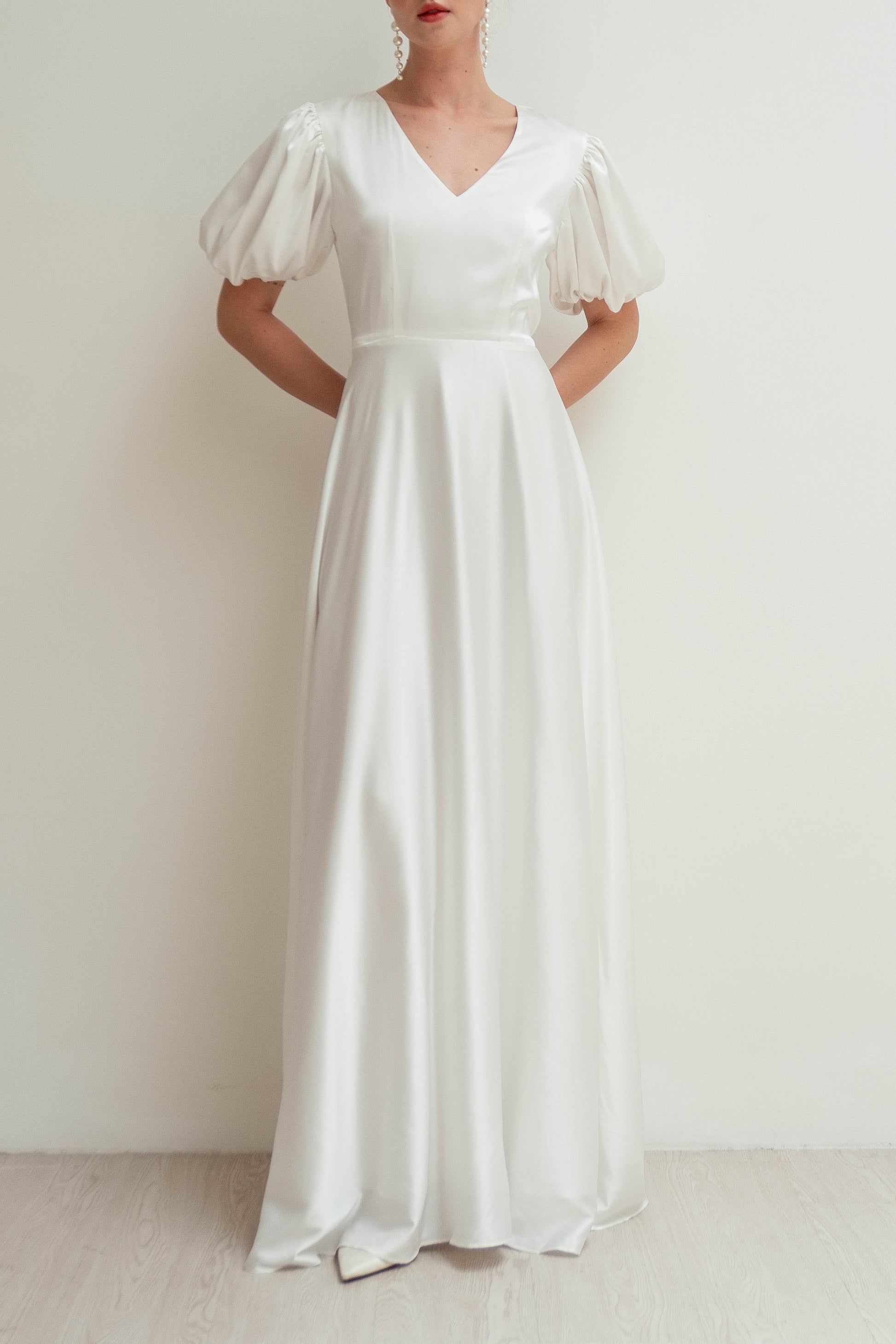 Antonella Puff Sleeves Floor Length Dress Noire Antonella Puff Sleeves Floor Length Dress Noire
